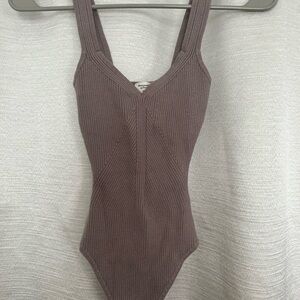 Abercrombie & Fitch Ribbed Bodysuit - Mauve